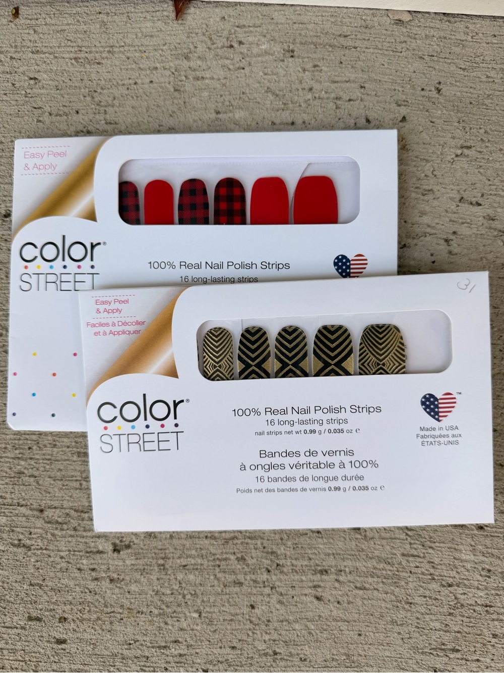 Color Street Real Nail Polish Strips - Red & Gold Designs Christmas New Year NEW